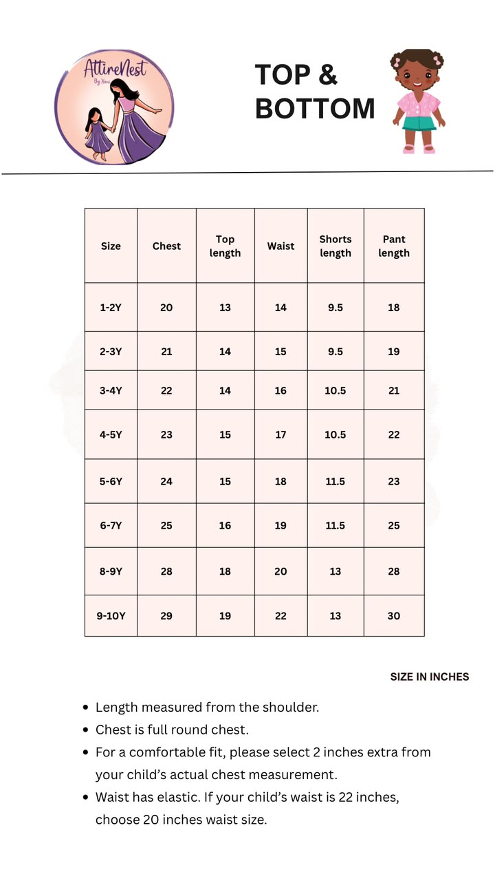 Product Size Chart 1