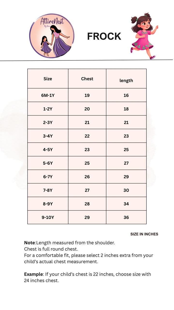 Product Size Chart 3